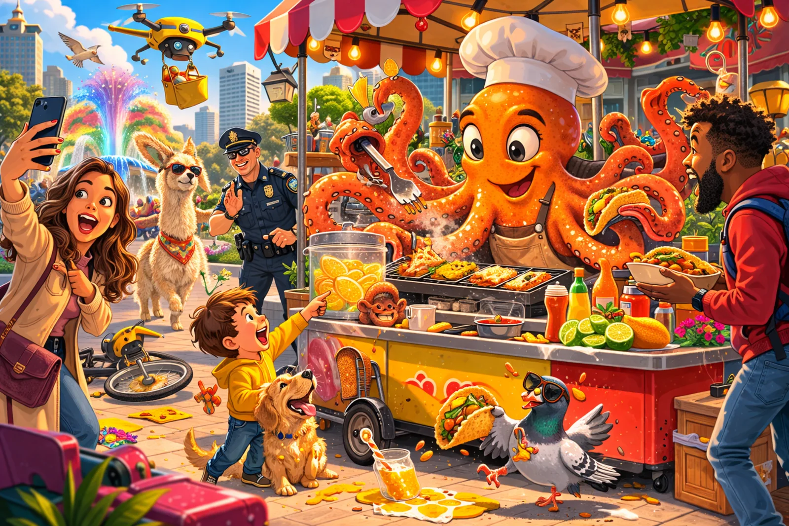 CELPIP Speaking Task 8: A Giant Octopus Running a Street Food Stall
