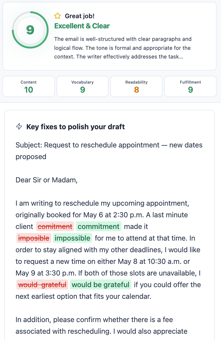 AI analysis and error display
