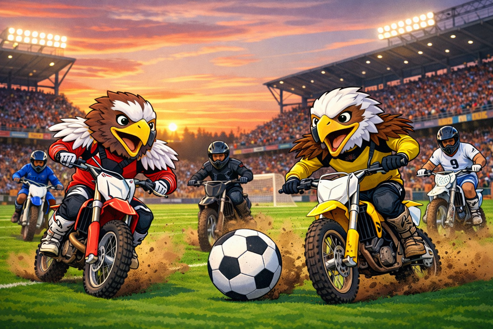 New Speaking Scene: Motocross Soccer in a Stadium