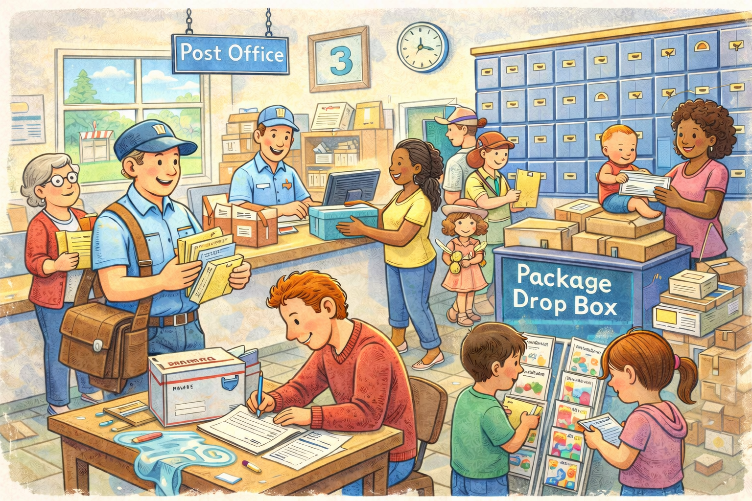 CELPIP Speaking Task 3: Busy Post Office Package Drop Box